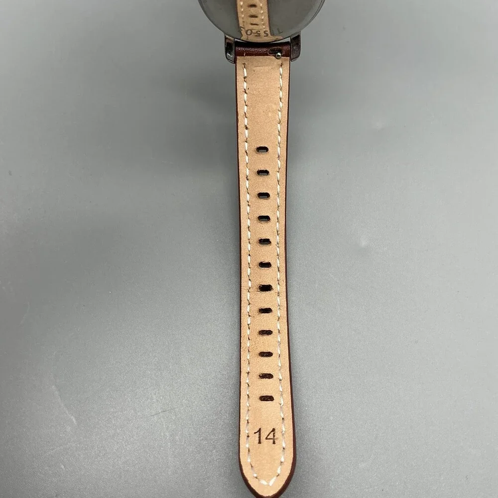 Fossil ES-2108 Womens Watch 32mm Classic White Dial Brown Leather New Battery